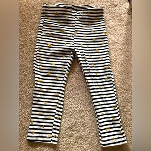Girls 2T JuicyCouture black/white striped with gold glittery hearts pullon pants